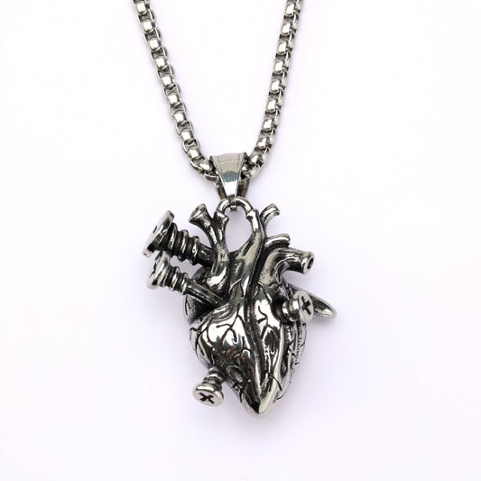 Punk Heart Stainless Steel Men's Pendant Necklace