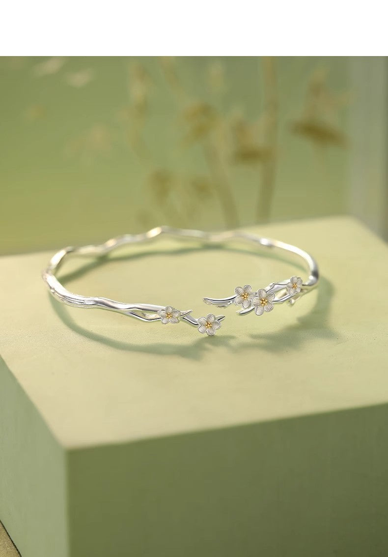 Sterling Silver Jasmine Bracelet By Planderful Adjustable Luxury Niche Design Gift For Girlfriend