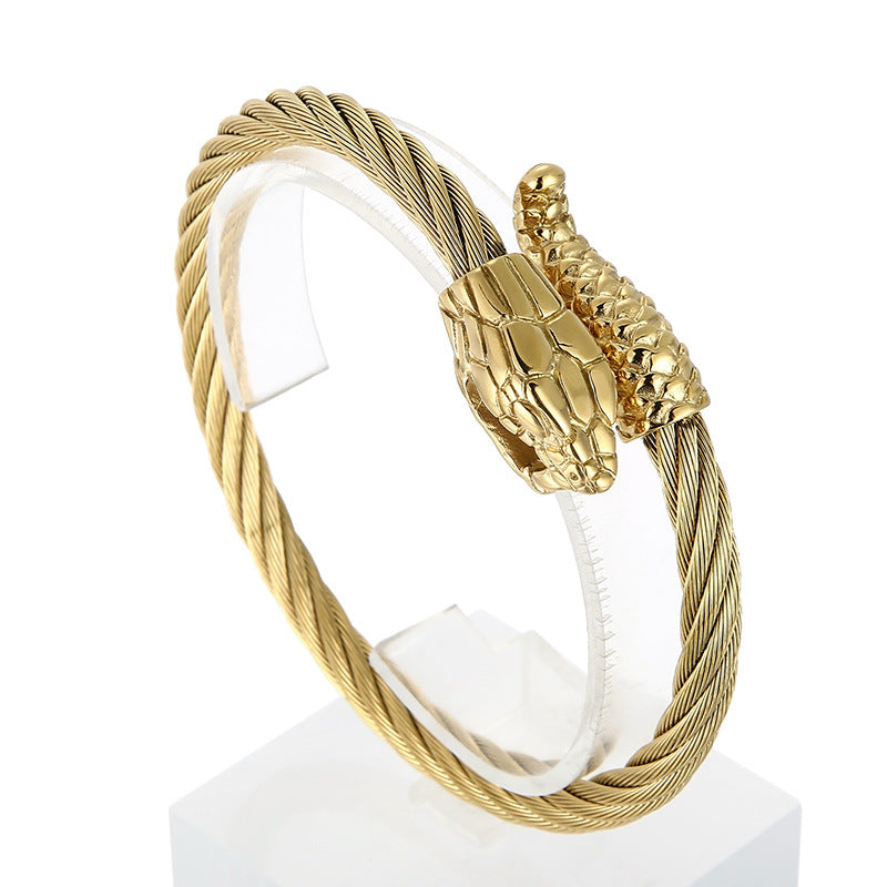 Braided Wire Steel Wire Bracelet – Street Rock Hip-Hop Multi-Color Zodiac Snake Titanium Steel