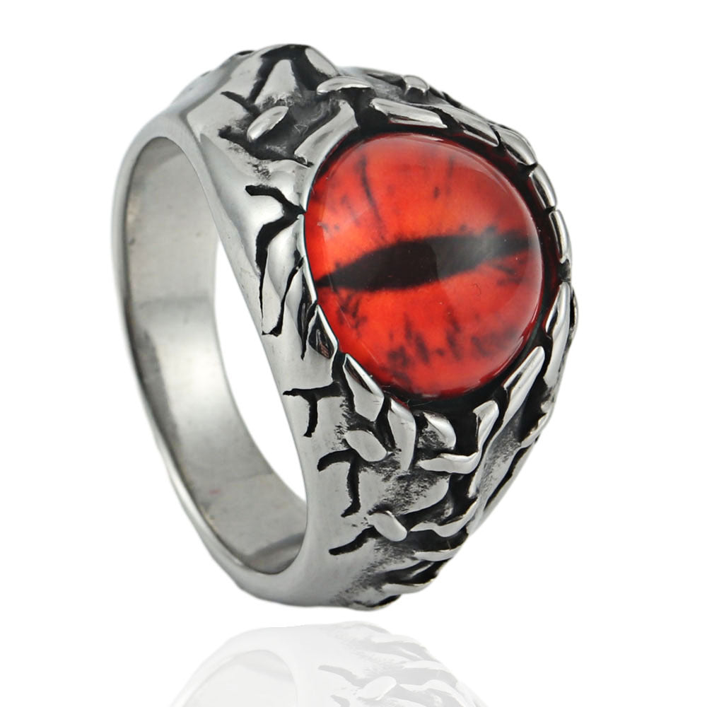 Titanium Steel Multi-Color Devil's Eye Ring for Men - Punk Reaper's Eye Design