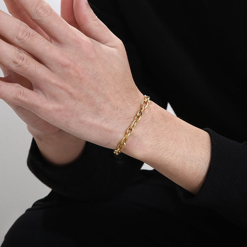 Internet Celebrities With Plain Chain Commuter Stainless Steel Chain Bracelet
