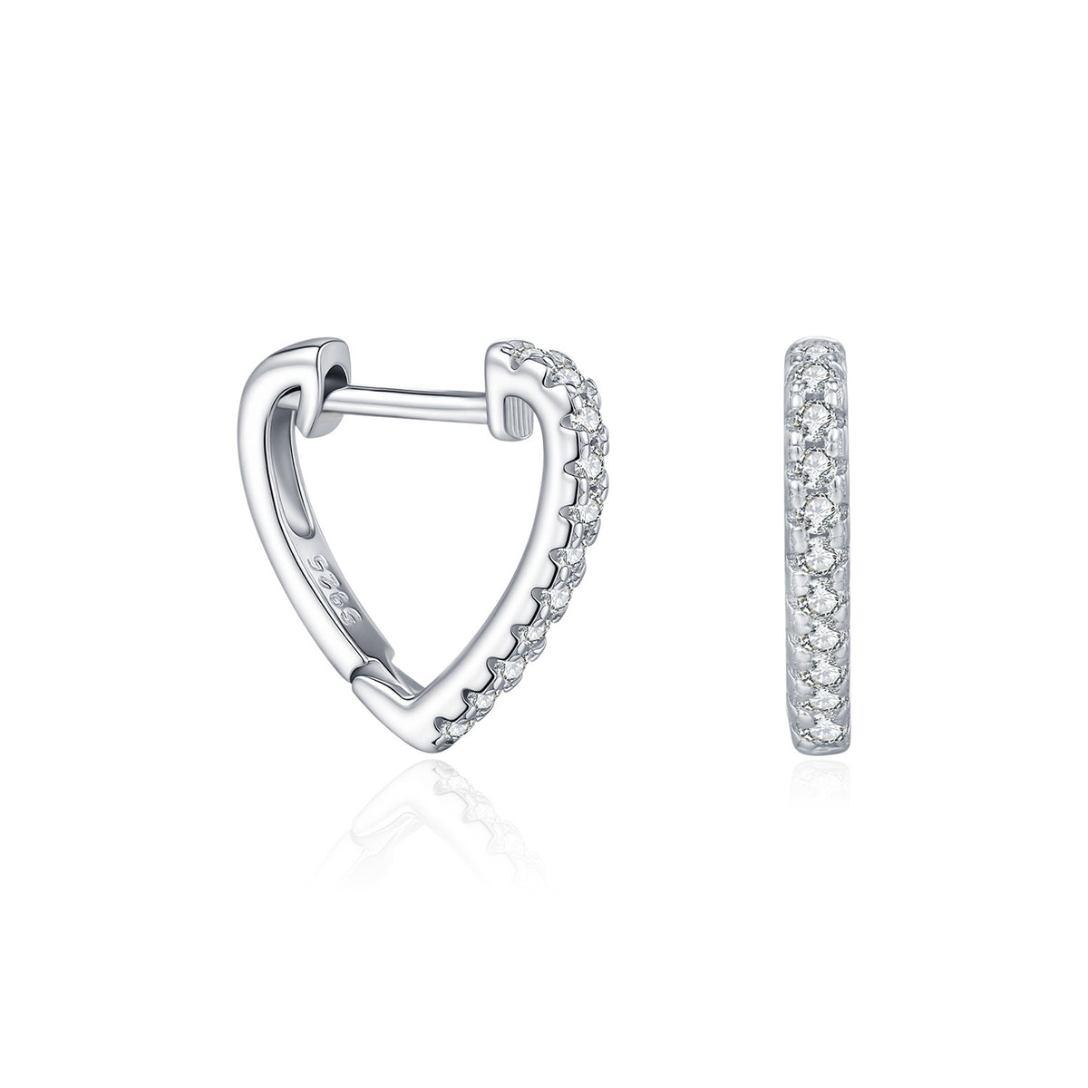 925 Sterling Silver Heart Moissanite Earrings