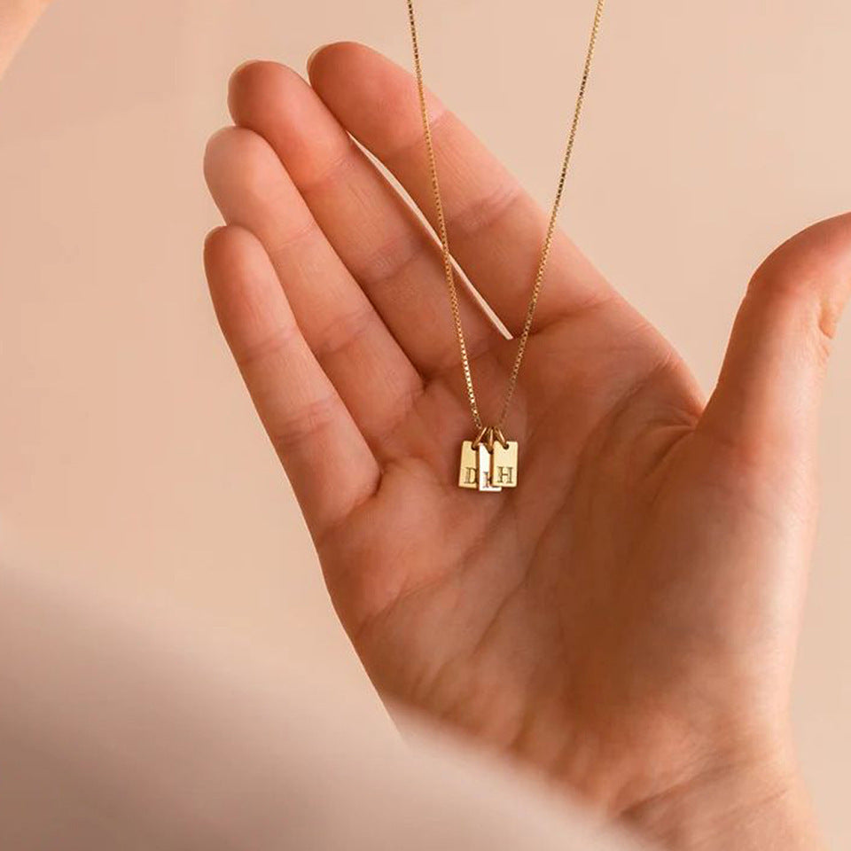 Planderful Jewelry Alphabet Necklace Gold Plated Stainless Steel