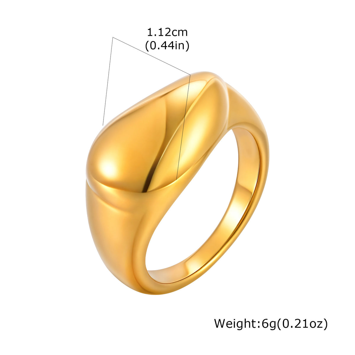 Stainless Steel Gold-Plated Water Drop Ring Women's