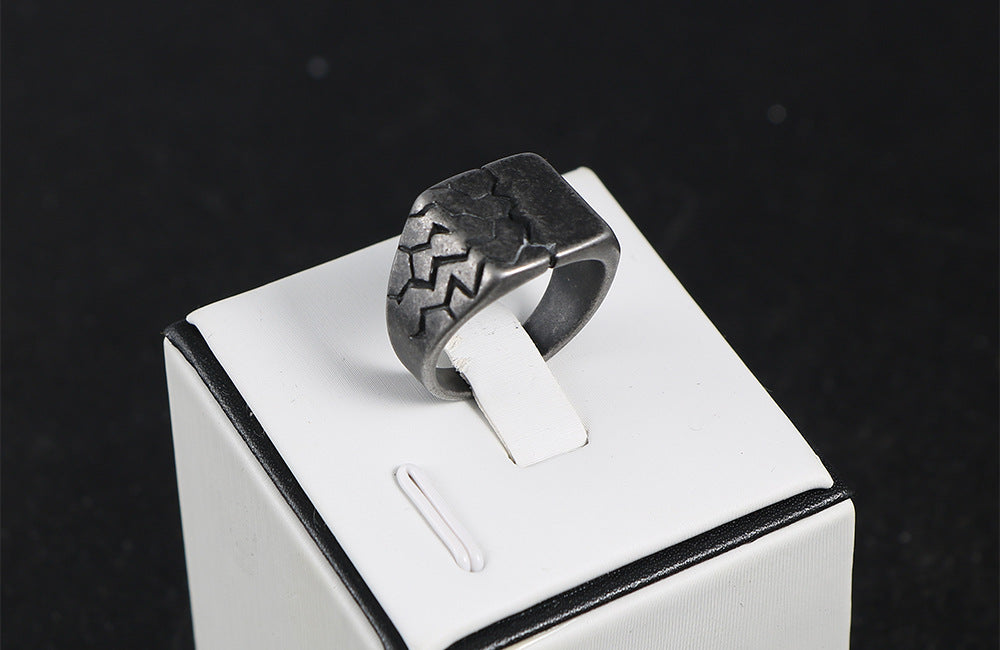 Titanium Steel Crack Ring Lightning Retro Mens Size 7 To 12