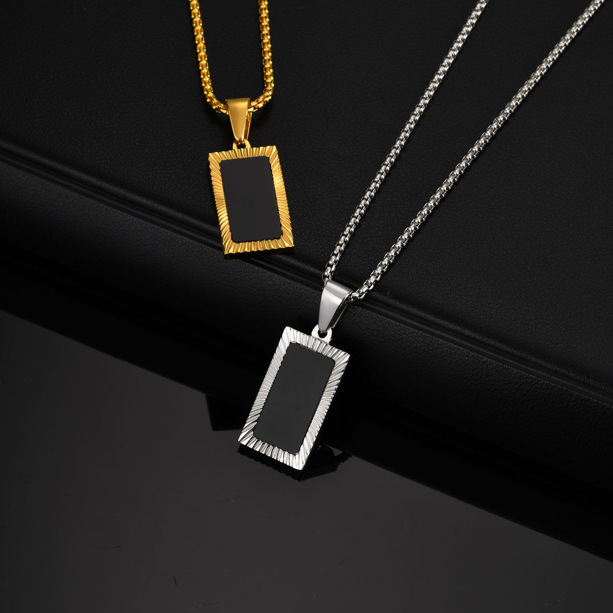 Black Inlay Sunburst Pendant — Chain Optional