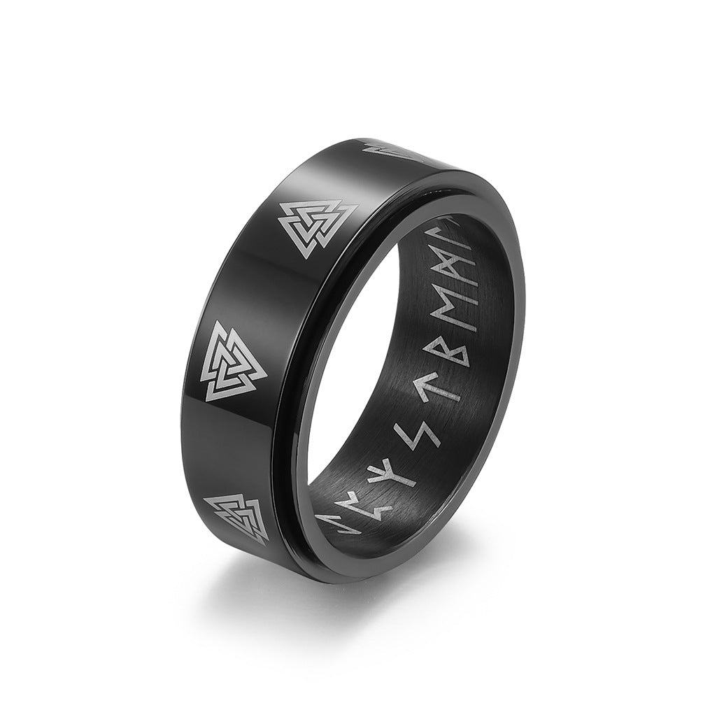 Planderful Celtic Eternal Triangle Knot Rotating Stainless Steel Ring For Men Premium Nordic Viking Jewelry