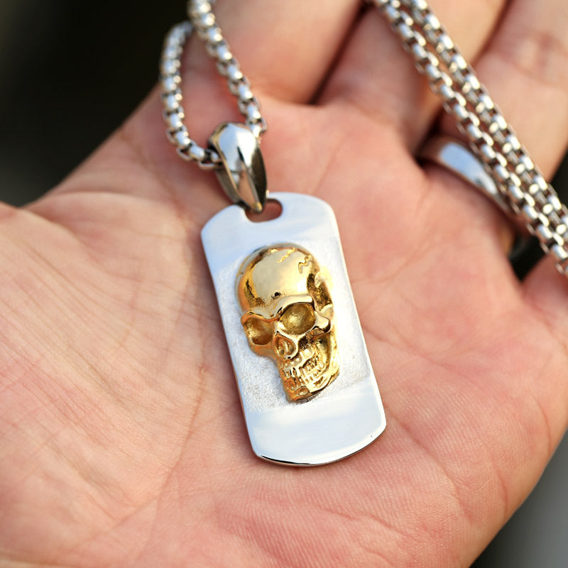 Ethnic Style – Titanium Steel Skull Pendant – Men's Stainless Steel Pendant . Necklace