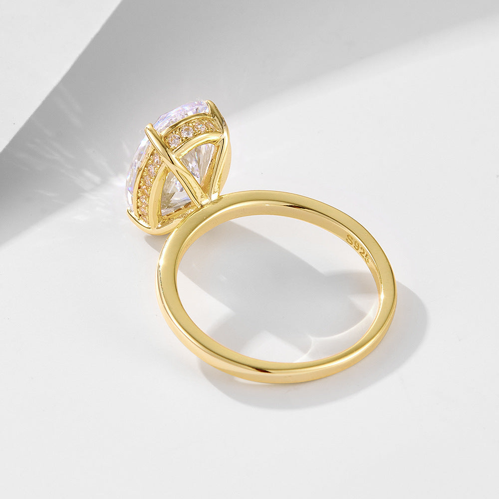 S925 Sterling Silver 8 12 Oval Zircon Ring High-Quality Ring