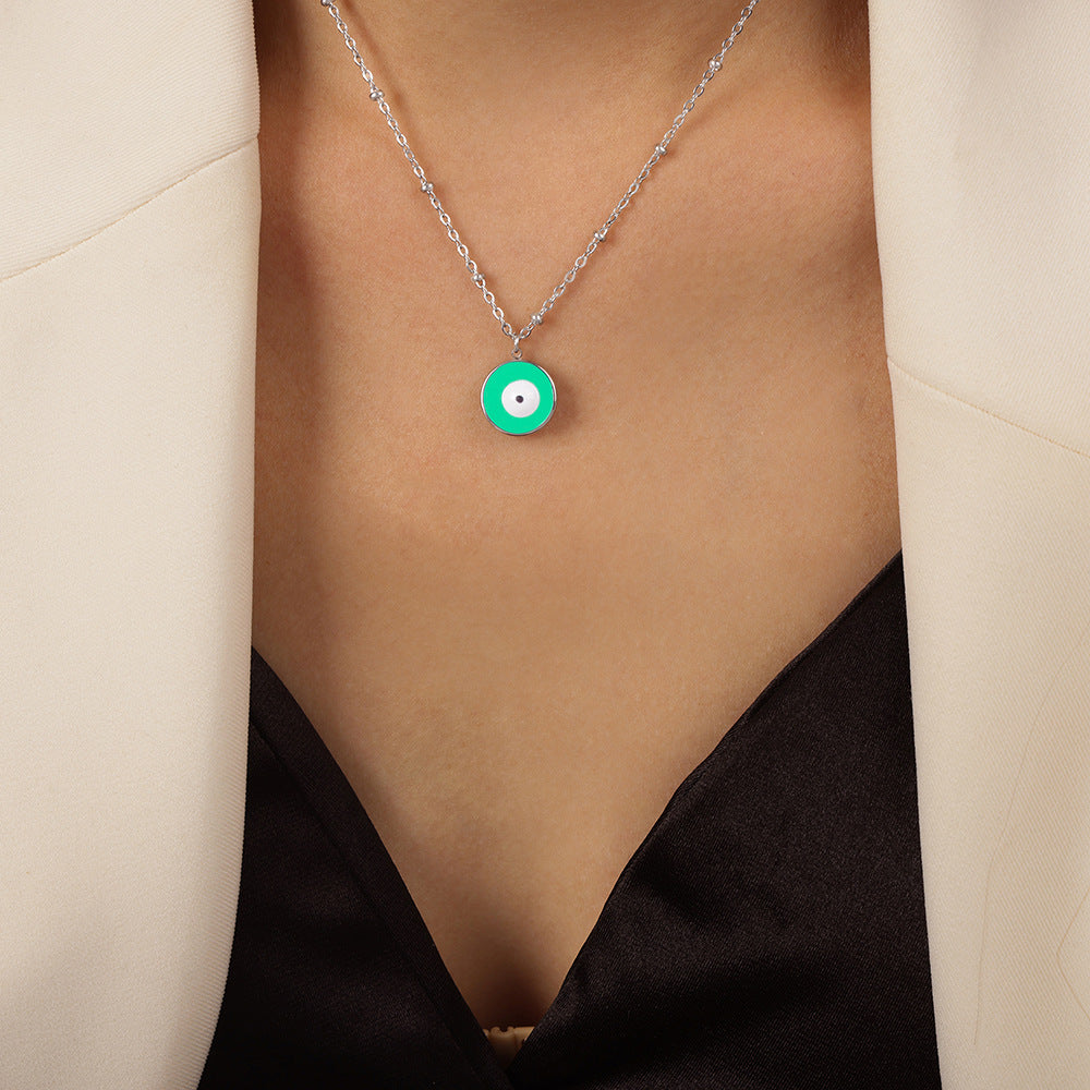 Golden Glazed Devil's Eye Pendant Necklace - Retro Fashion Jewelry