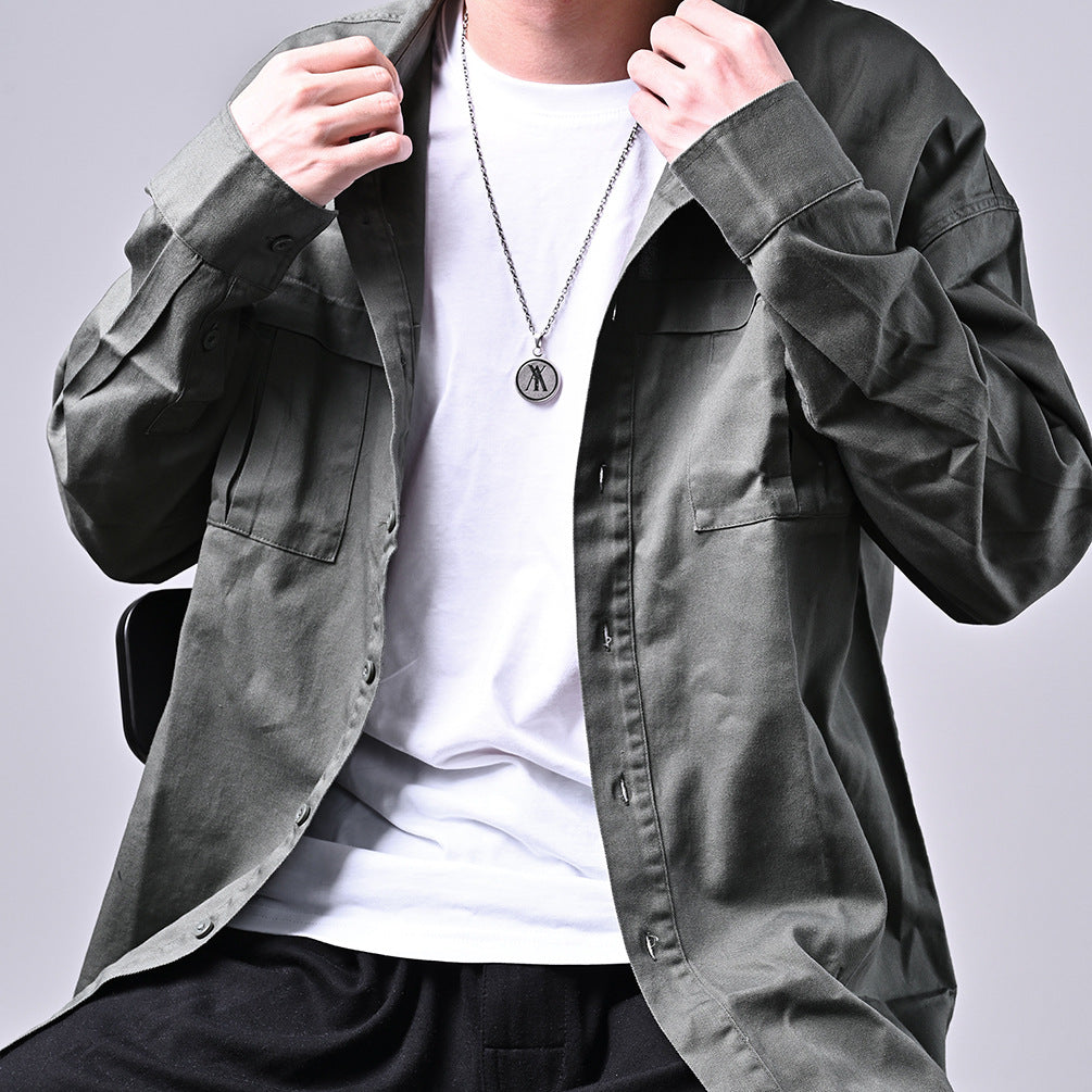 Round Card Pendant Trendy Man Retro Hip-Hop Necklace