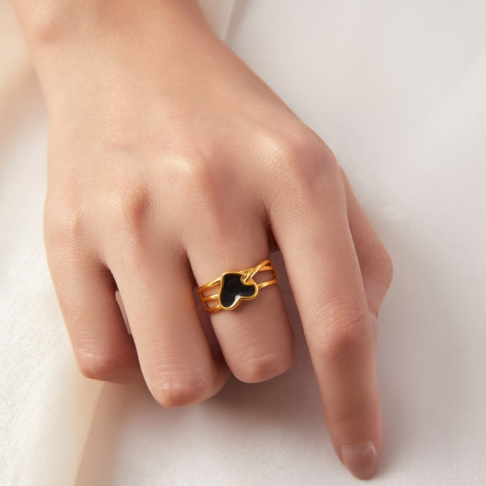 Sleek Korean-inspired Titanium Steel Ring with Gold Plating