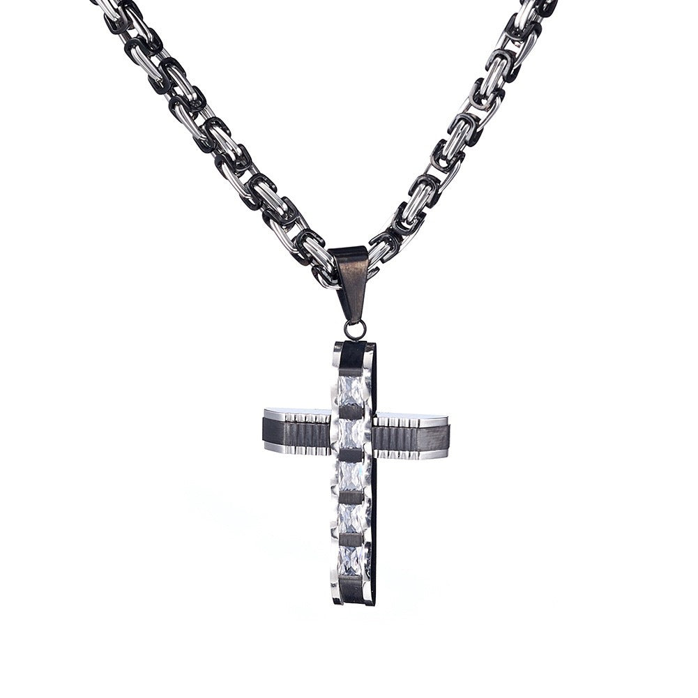Planderful Everyday Genie Unisex Cross Pendant Necklace Durable Titanium Stainless Steel