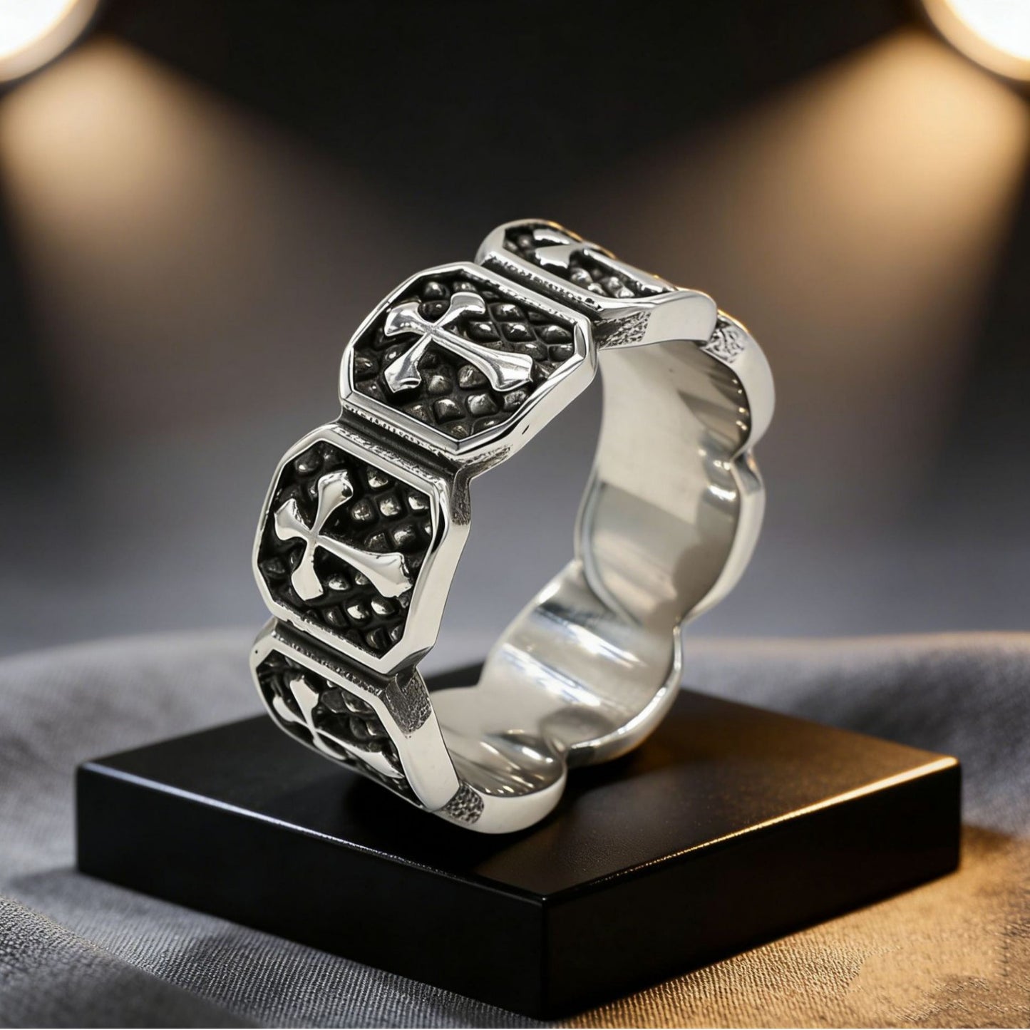 Planderful Everyday Genie Titanium Steel Cross Ring For Men Unisex Durable Retro Statement