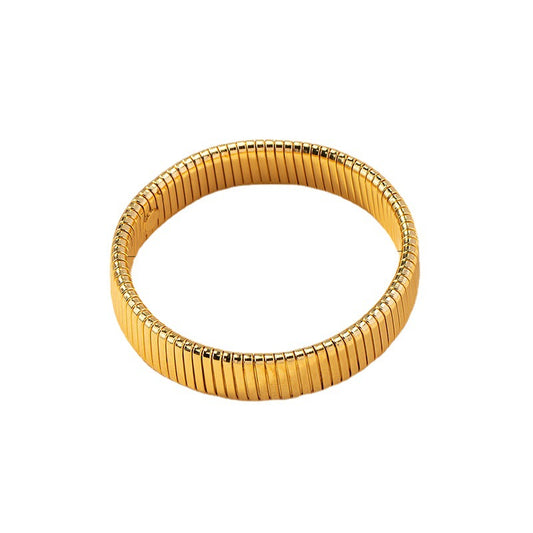 Golden Striped Bracelet with Vintage Appeal and Retro Charm