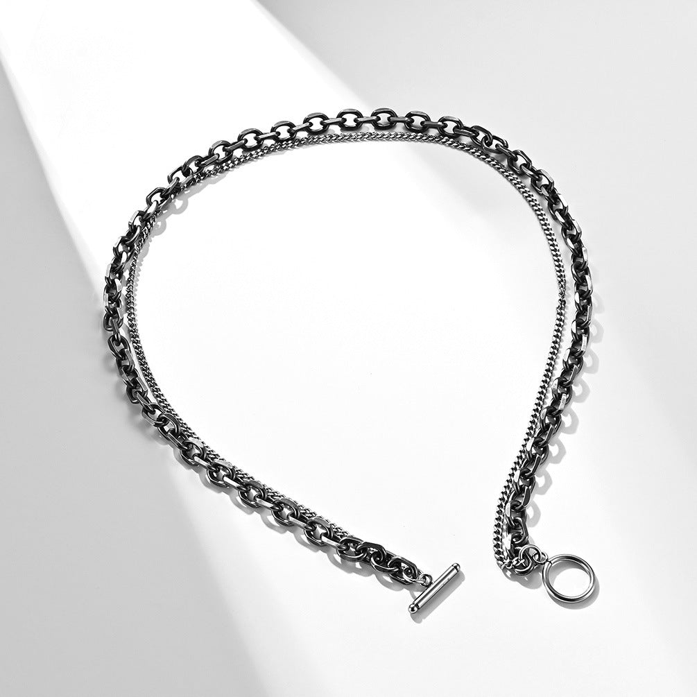 Retro Double-Layer Splicing Neck Chain Necklace for Men