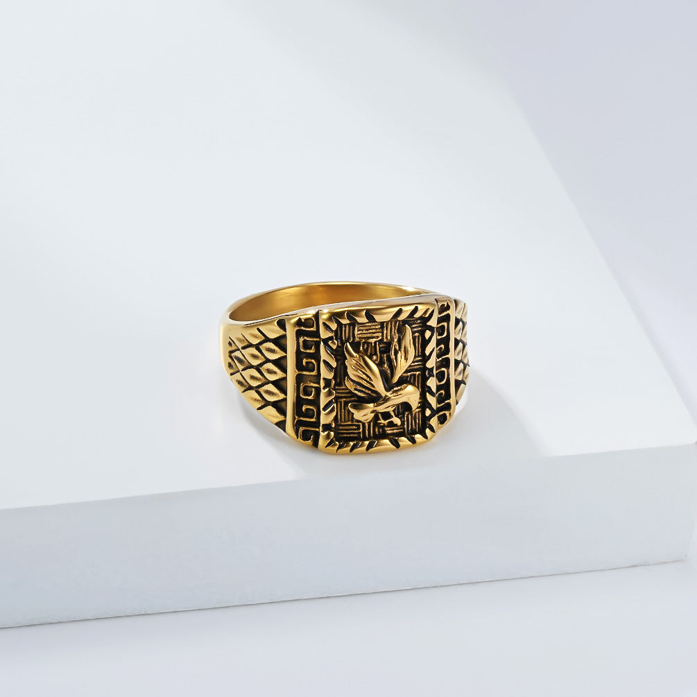 Planderful Stainless Steel Ring For Men Retro Wings Bold