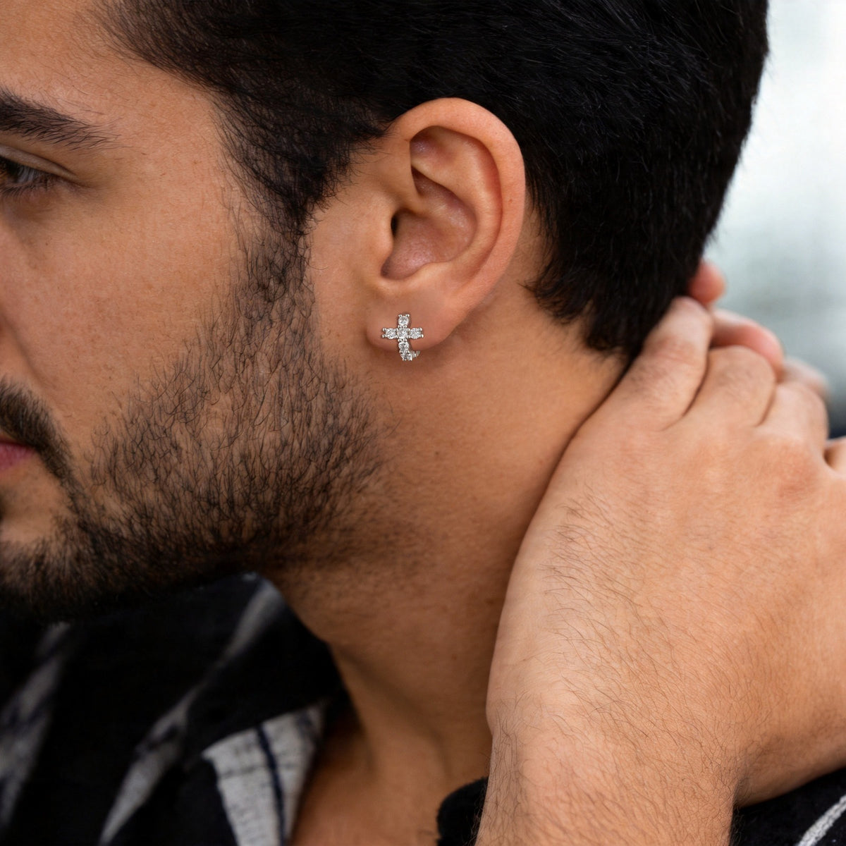 Zircon Cross Single Earring