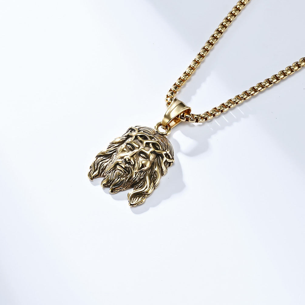 Planderful Collection Everyday Genie Pendant Necklace Unisex Steel Jewelry With Retro Portrait Charm For Trendsetters