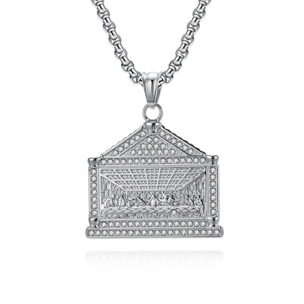 Planderful Hip Hop Necklace For Men Stainless Steel Zircon Pendant Everyday Genie Collection