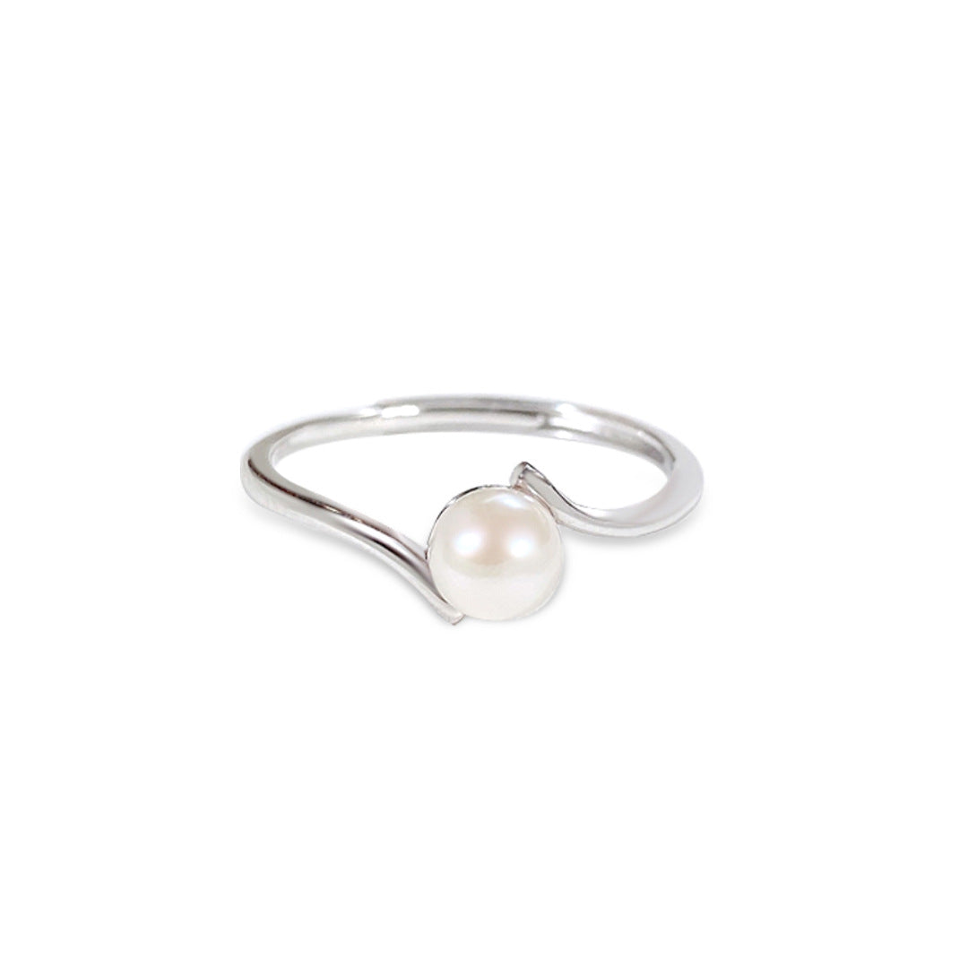 S925 Sterling Silver Freshwater Pearl Ring — Adjustable