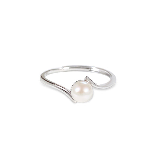 S925 Sterling Silver Freshwater Pearl Ring — Adjustable