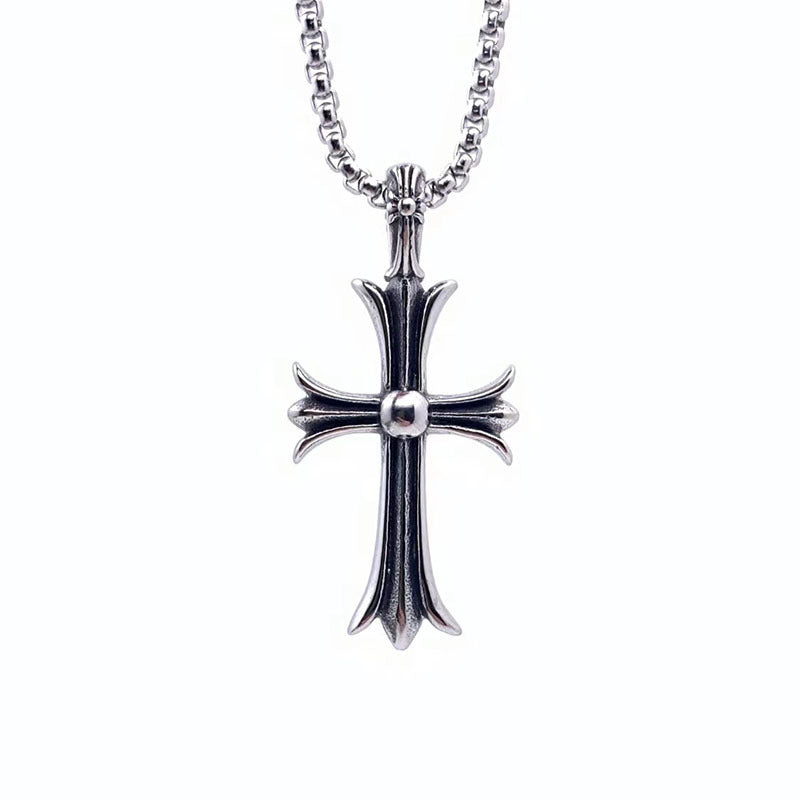 Planderful Titanium Steel Double Sided Cross Pendant Necklace For Men Boyfriend Street Fashion