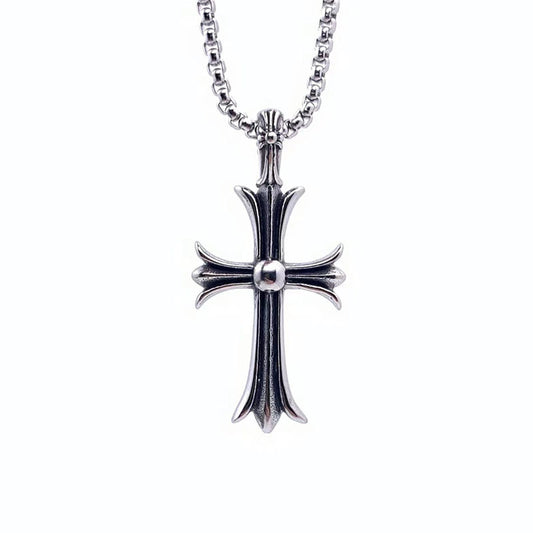 Planderful Titanium Steel Double Sided Cross Pendant Necklace For Men Boyfriend Street Fashion