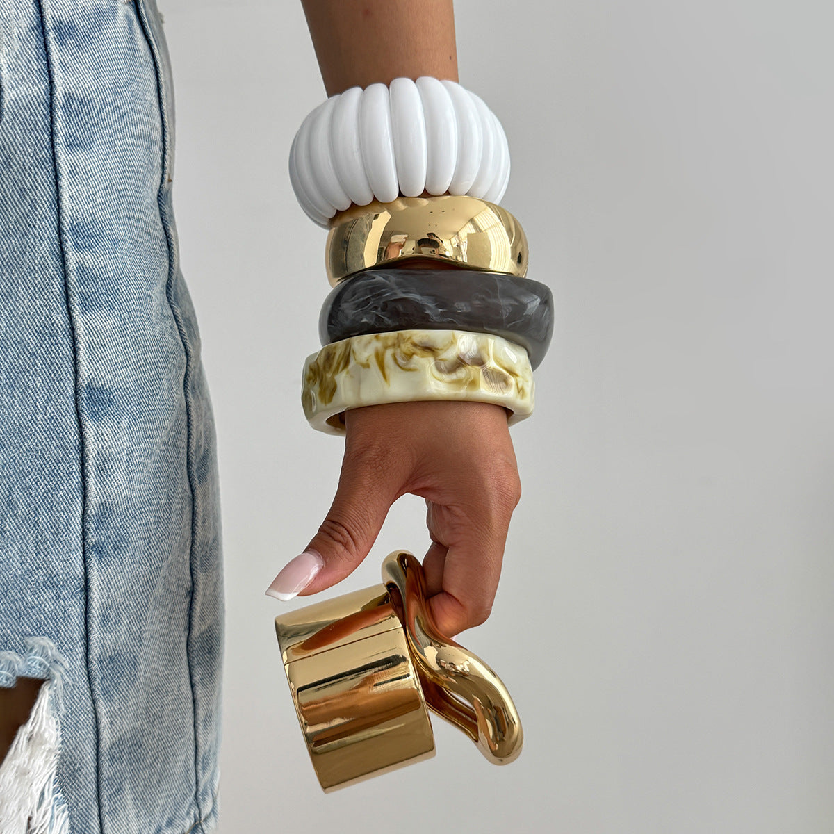 Planderful Geometric Wide Bracelet Vienna Verve Statement Jewelry For Women Bold Water Pattern Design