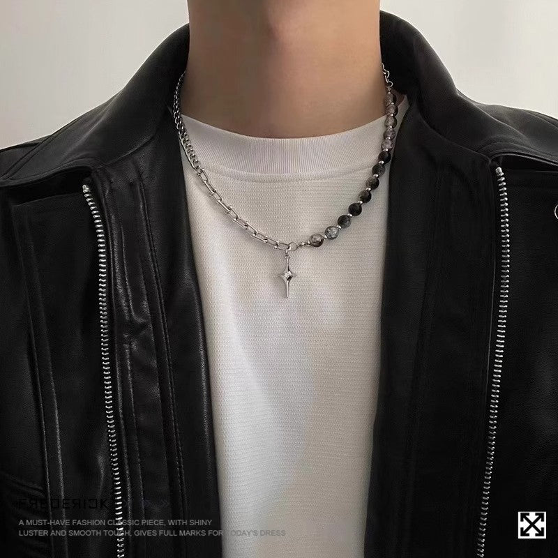 Planderful Jewelry Everyday Genie Stainless Steel Black Bead Necklace For Men And Women