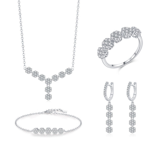 925 Sterling Silver Floral Jewelry Set