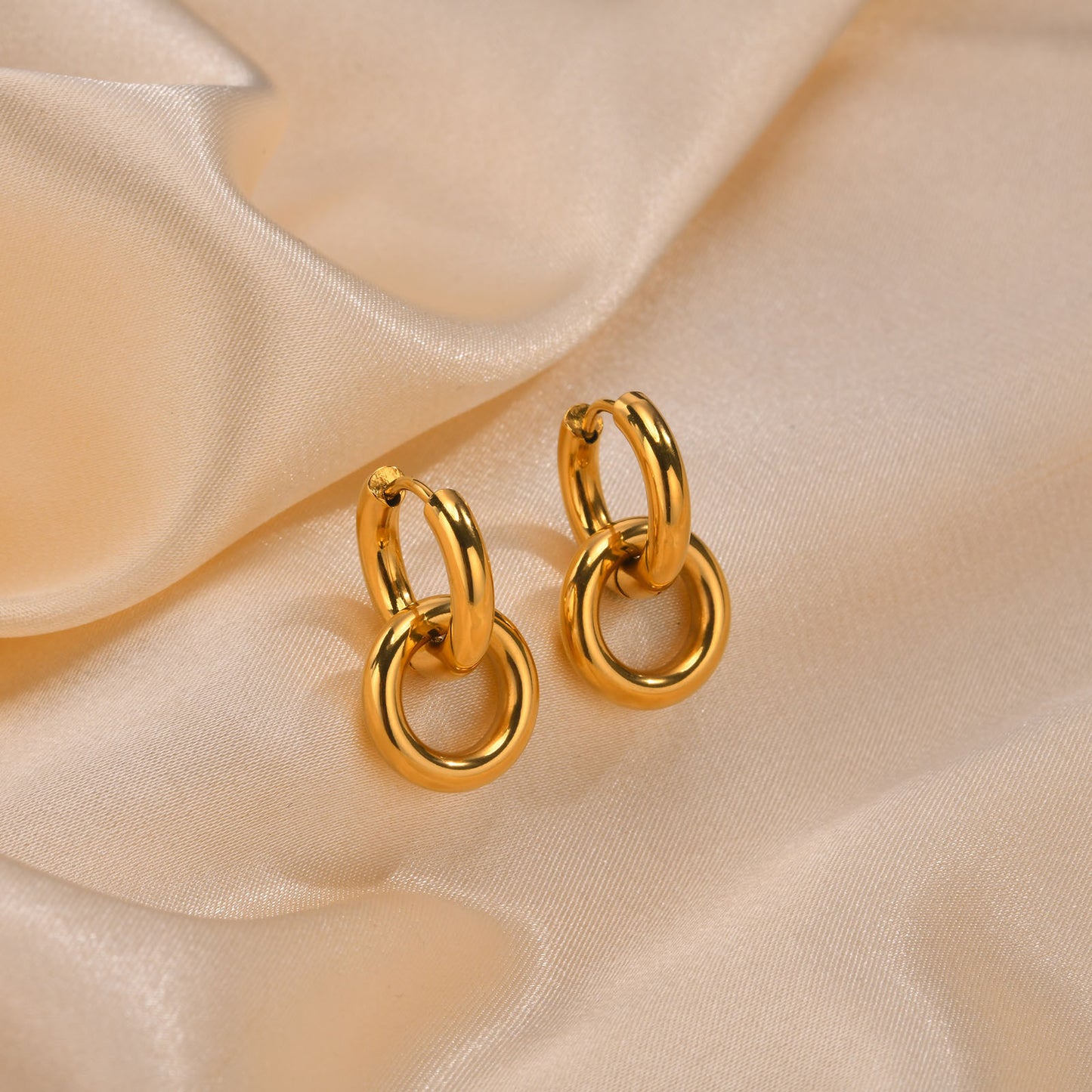 Cross-Border Accessories Stainless Steel Double-Ring Earrings