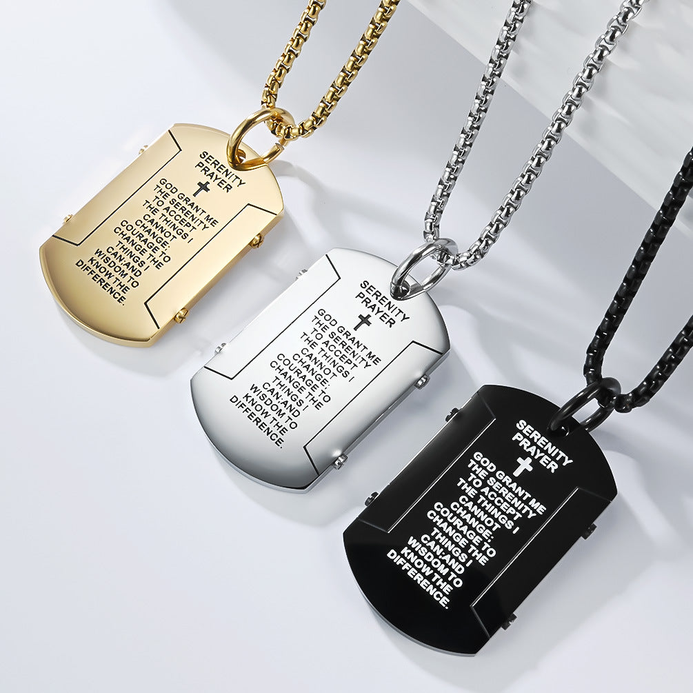 Planderful Titanium Steel Pendant For Men Unisex Streetwear Punk Military Style Personalized