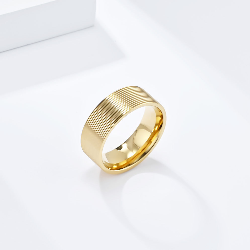 Cross-Border New Simple Titanium Steel Ring for Men and Women