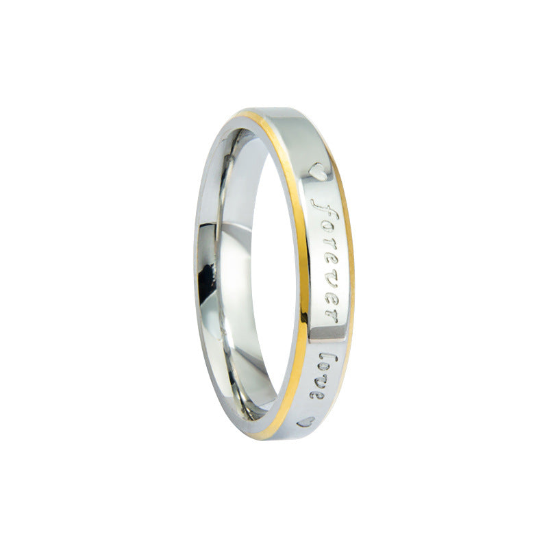 Forever Loves You Japanese and Korean Style Stainless Steel Couple Ring for Men and Women