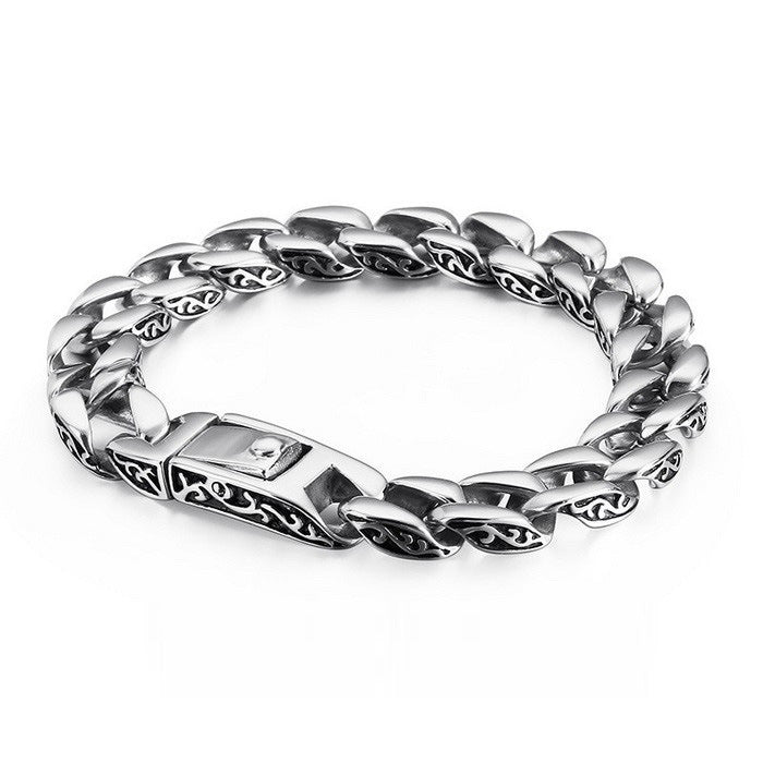 Planderful Mens Titanium Steel Cuban Chain Bracelet 11mm