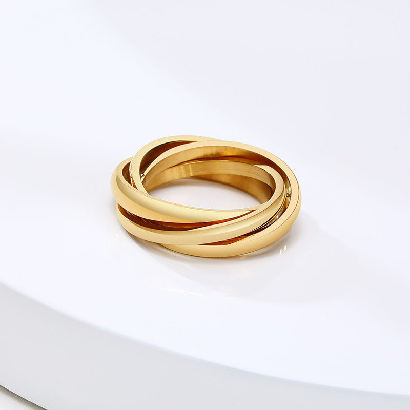 European And American Jewelry Three-In-One Plain Fashion Ring