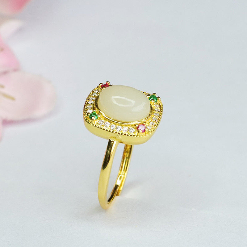 Hetian Jade Vintage Square Ring