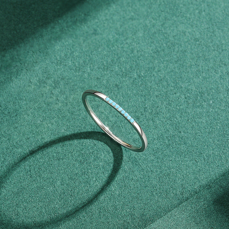 Turquoise Sterling Silver Ring for Women - Elegant and Minimalist Jewelry with Small Fresh Design