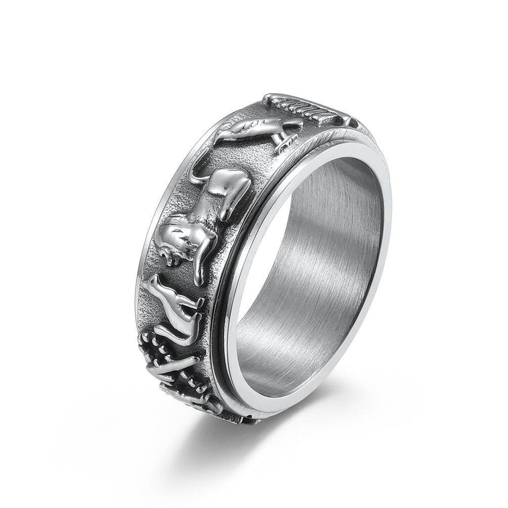 Stainless Steel Ring - Vintage Ancient Egyptian Spinning Ring Protector For Everyday Wear