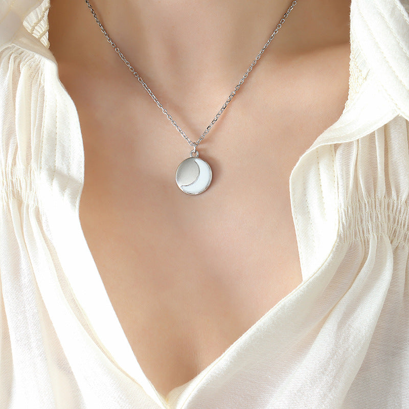 Moonlit Enamel Necklace - Trendy Korean Style Internet Celebrity Jewelry