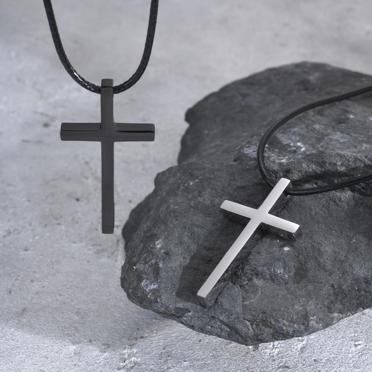 Cross Black Stainless Steel Necklace for Men