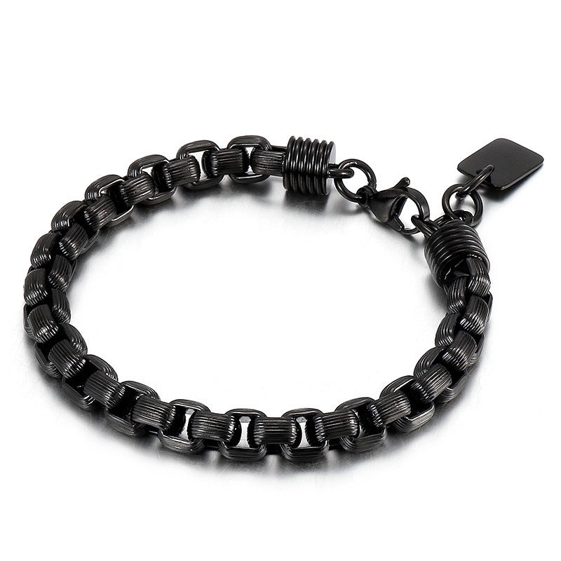 Punk Style Men's Stainless Steel Square Pearl Bracelet – Men's Titanium Steel Design