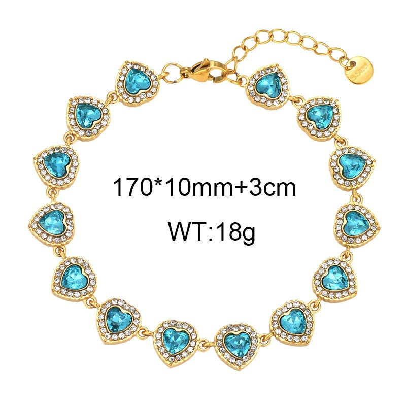 Heart Of The Ocean Romantic Gift French Love Inlaid Zircon Stainless Steel Women's Bracelet