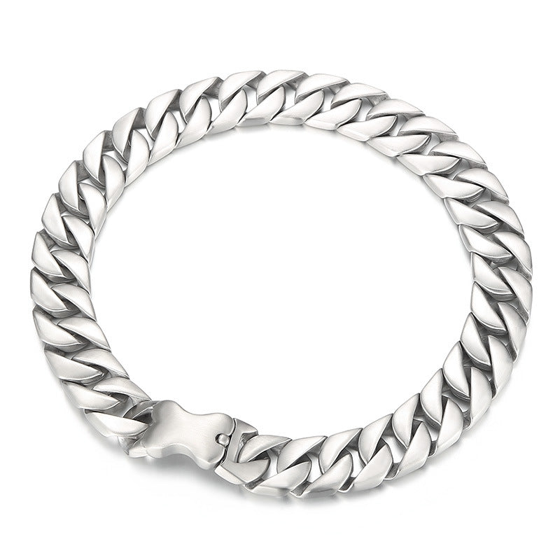Trend Bone Buckle Necklace Decoration, Simple And Encrypted Sand Surface Cuban Chain Titanium