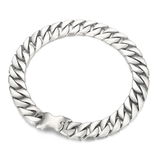 Trend Bone Buckle Necklace Decoration, Simple And Encrypted Sand Surface Cuban Chain Titanium