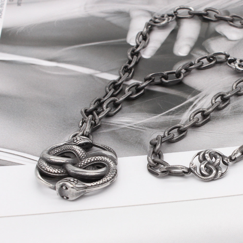 Snake King Titanium Steel Necklace Protection Statement For Men And Unisex Planderful