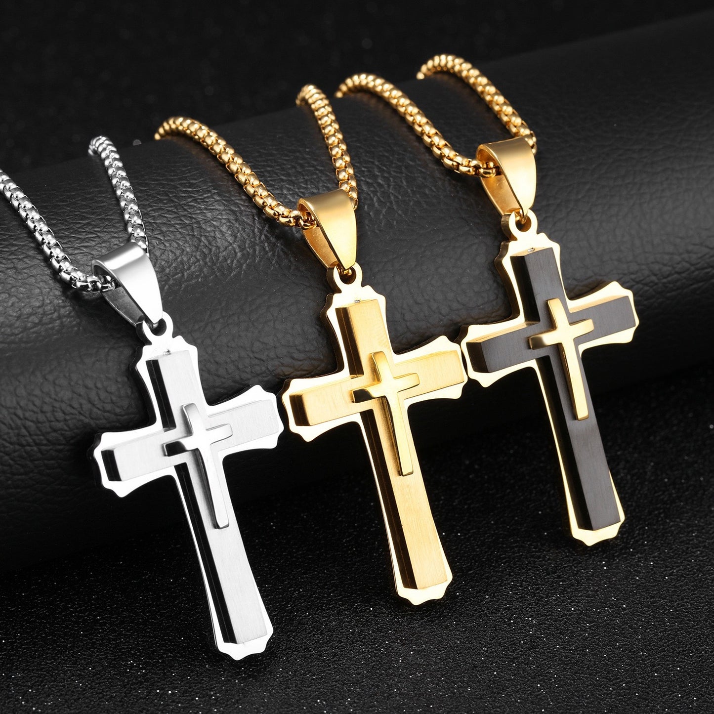 Mens Titanium Steel Cross Pendant Necklace Planderful Everyday Genie Retro Hip Hop Style