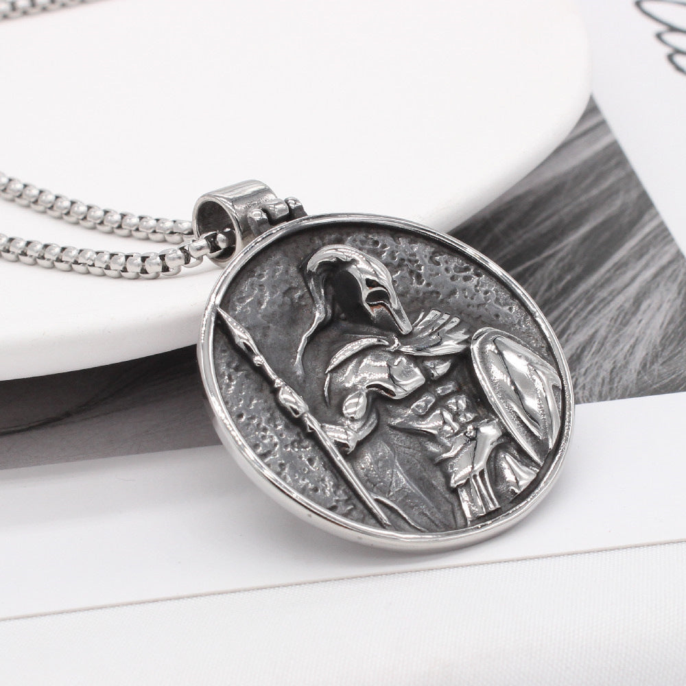 Planderful Titanium Steel Knight Pendant For Men And Women Unisex Protection Statement Jewelry