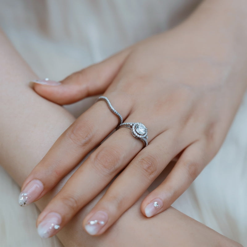 Planderful Stackable Moissanite Sterling Silver Ring – 6.5 × 6.5 mm, 1 ct – Style 2